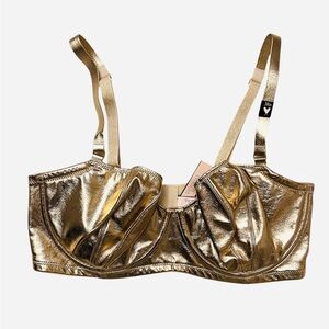 Victoria’s Secret 34DDD Dream‎ Angel’s gold, metallic, faux leather bra